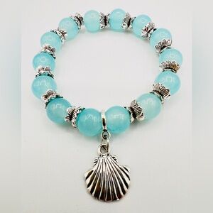 Clam Shell Charm Glass Bead Bracelet 10 mm New